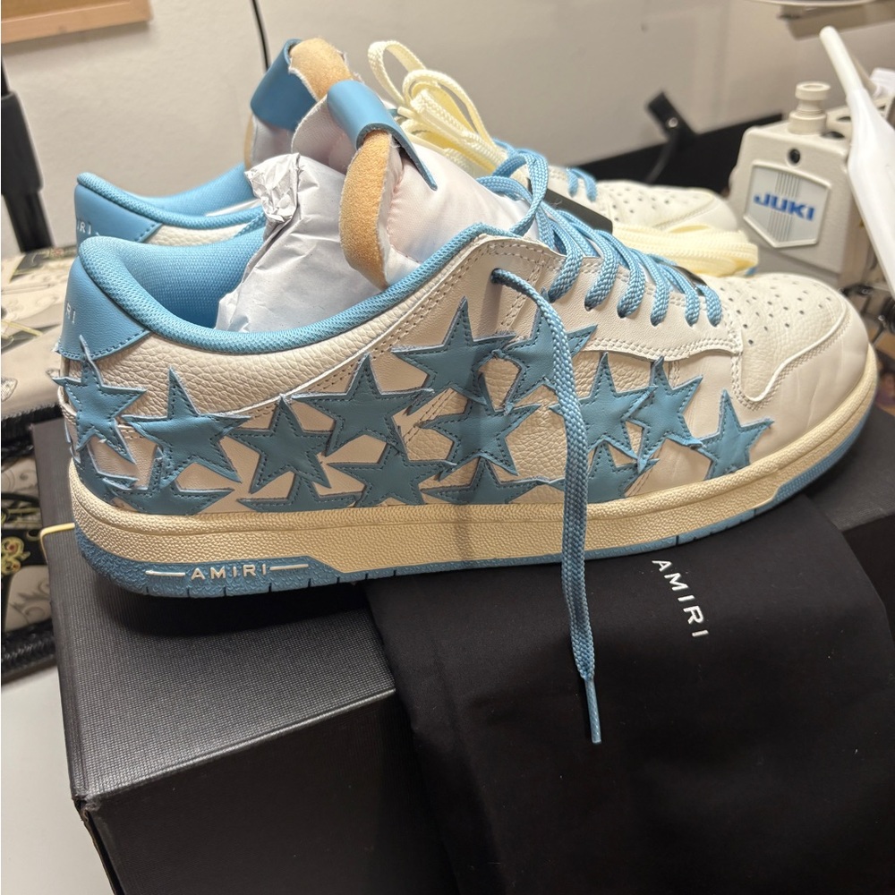 Amiri Blue star  Sneakers with Cream Laces